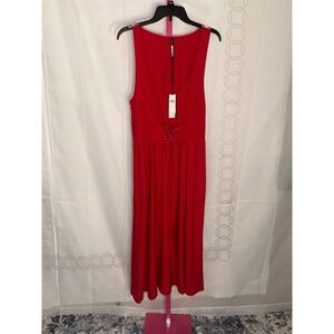Plenty‎ by Tracy Reese Red Corset Lace Up Midi Dress Size 10